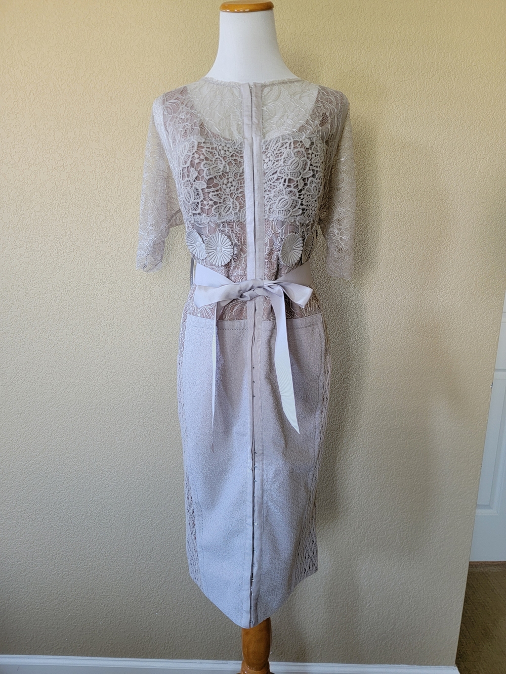 In Earnest by Byron Lars Lace Dress in Light Gray, Size 14